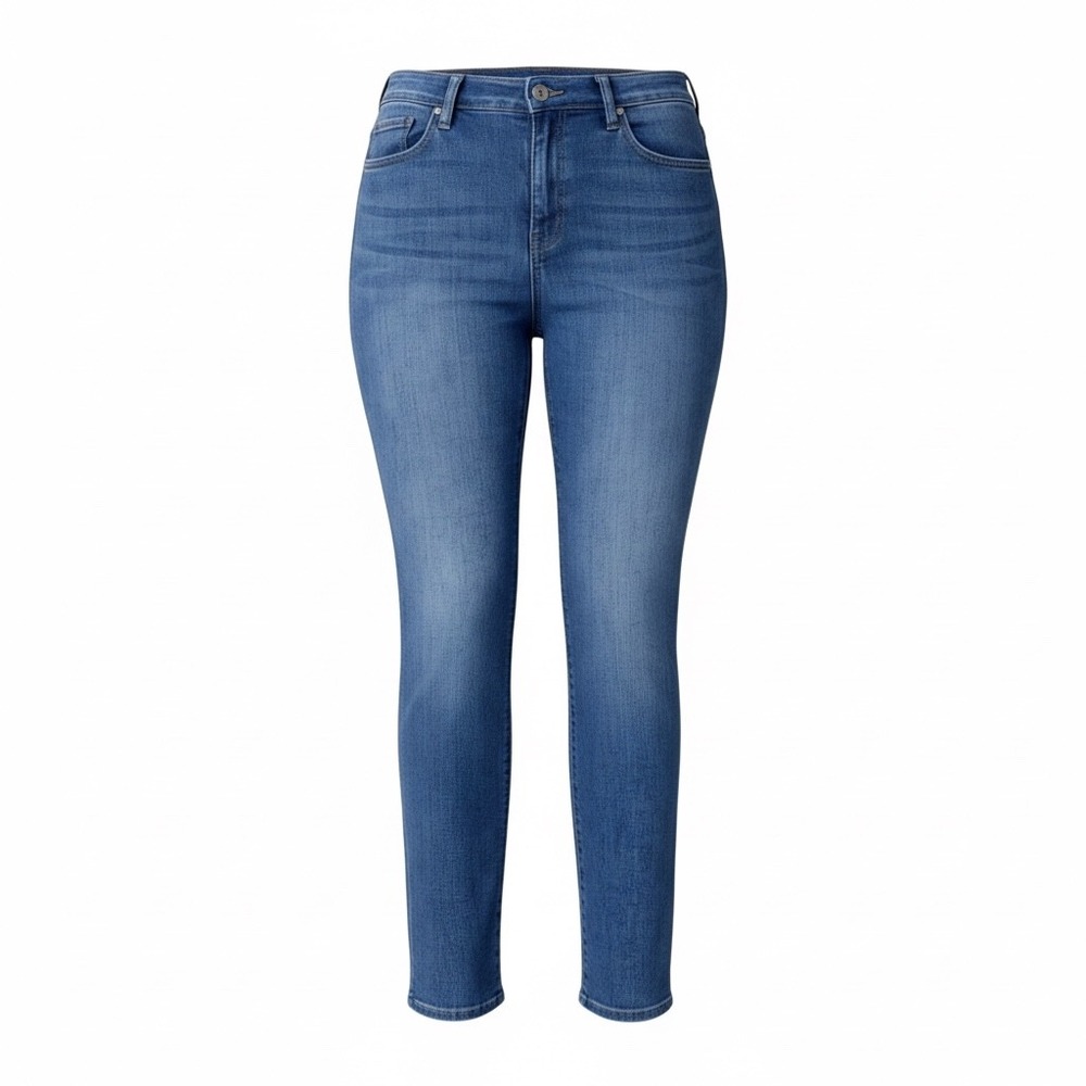 NYDJ Sheri Slim Jeans Women 10 Blue High Rise Ankle Slit Lift Tuck‎